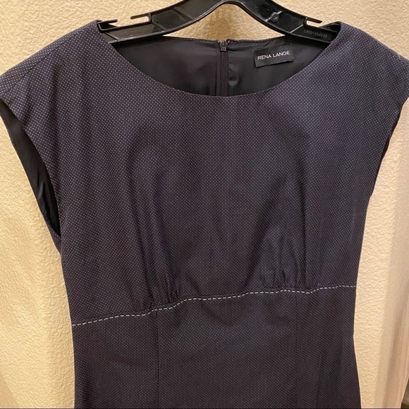 RENA LANGE Navy Polka Dot Sleeveless Dress Size 6 - Picture 4 of 9